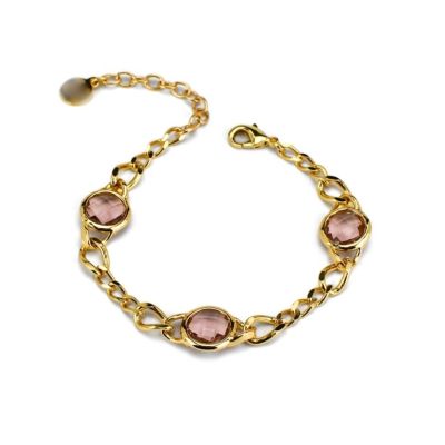 Gold Smoky Grey Curb Bracelet