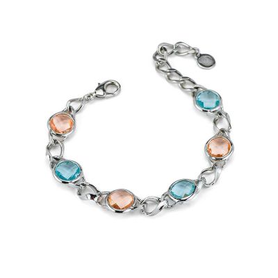 Silver Bi-Color Crystal Bracelet