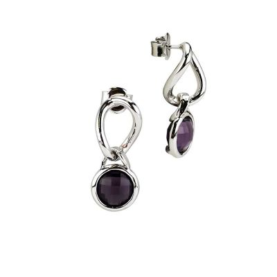 Amethyst Crystal Pendant Silver Earrings